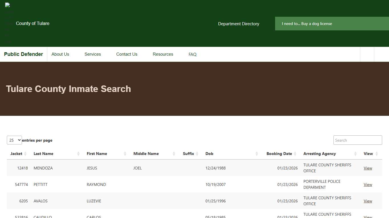 Tulare County Inmate Search Public Defender