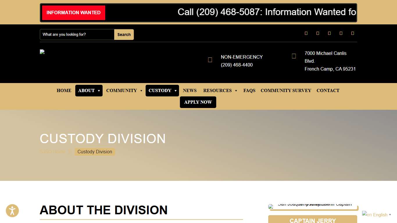 Custody Division San Joaquin County Sheriff's Office